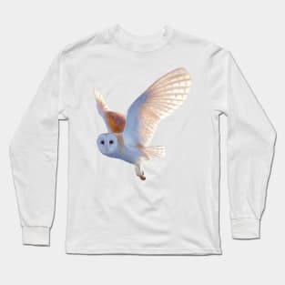 Flying Barn Owl illustration. Beautiful Barn Owl realistically rendered. Bird art. Long Sleeve T-Shirt